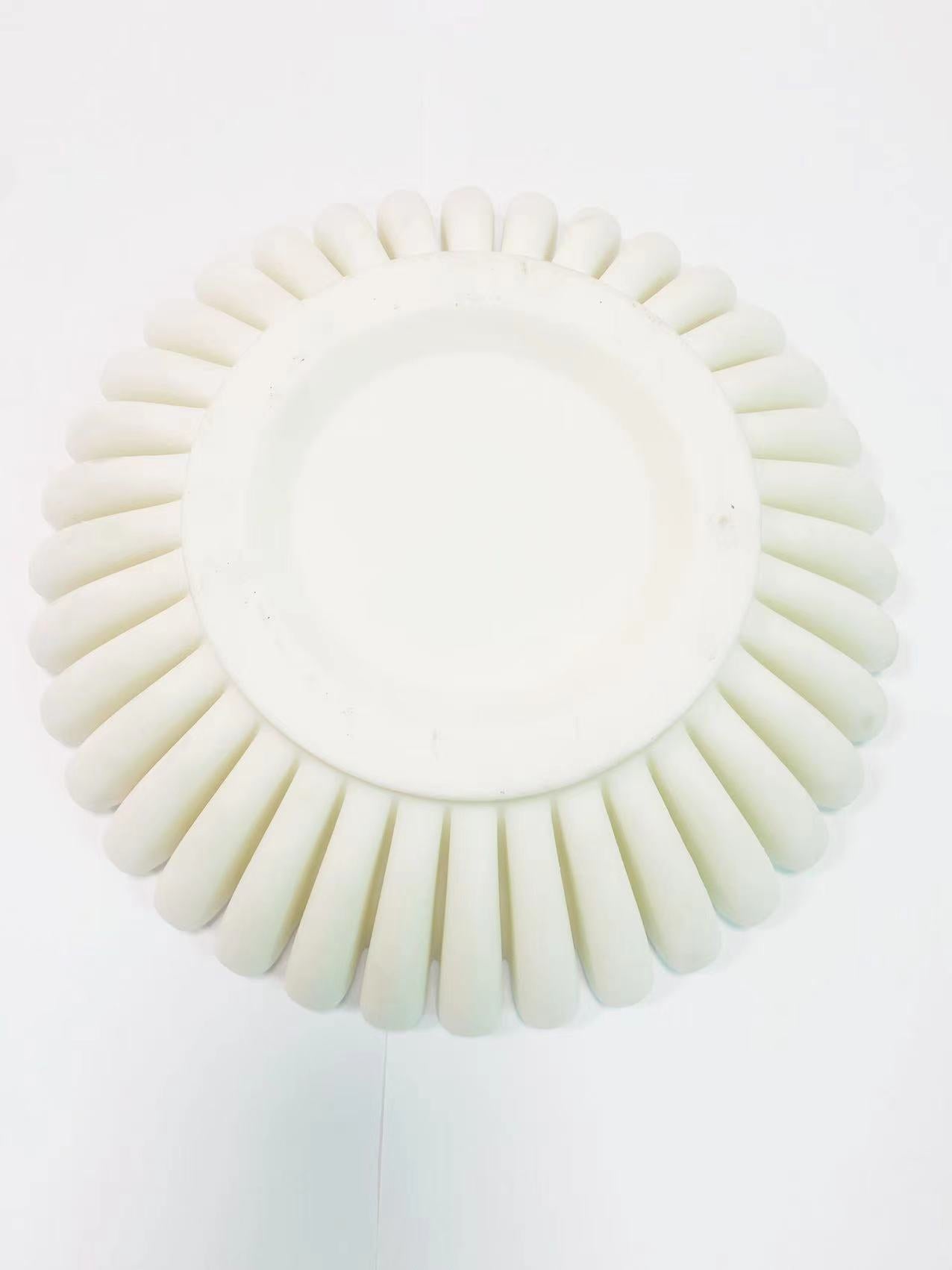 Round Fluted White Marble Bowl